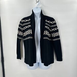 LOFT Outlet Fair Isle Cardigan Sweater Medium Snowflake Knit Open Front Cozy